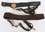 WW1 US NAVY OFFICER DRESS BELT LOT OF 2 WWI