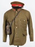 WWII JAPANESE OFFICER GROUPING TUNIC HAT CANTEEN