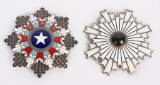 LOT OF 2 CHINESE WARLORD MEDALS OR ORDERS