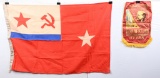 SOVIET UNION FLAG & PENNANT LOT OF TWO NAVY LENIN