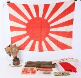 WWII JAPANESE INSIGNIA FLAG AMMO LOT WW2