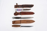 WWII US FIGHTING KNIFE LOT OF 3 INCLUDING CASE WW2