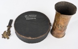 WW1 IMPERIAL GERMAN & BRITISH LOT HAT TRENCH ART