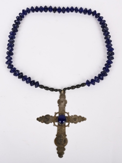 RARE AMERICAN FUR CO. FRECH ENGRAVED SILVER CROSS