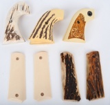 LOT (5) VINTAGE GOLD BONE STAG GRIPS