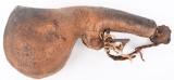 UNUSUAL ANIMAL ORGAN HAND TOOLED POWDER HORN
