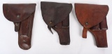 LOT (3) PIGSKIN MILITARY HOLSTERS