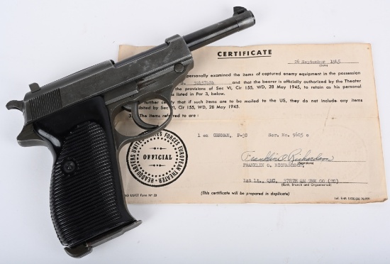 RARE CAPTURED NAZI INSPECTED SVW 45 P-38 PISTOL