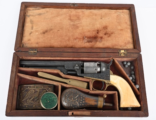 CASED ENGRAVED COLT 1849 POCKET MODEL REVOLVER