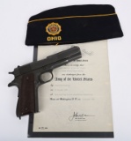 IDENTIFIED WW2 REMINGTON RAND 1911-A1 .45 ACP