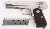 FINE COLT MODEL 1908 380 NICKEL COLT POCKET MODEL
