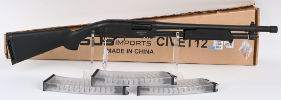 BOXED. SDS CIVET 12 SLIDE ACTION SHOTGUN