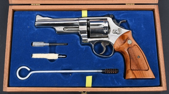 CASED S&W MODEL 27-2 NICKEL REVOLVER