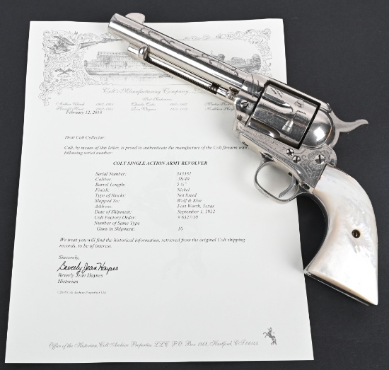 WOLF & KLAR ENGRAVED COLT SAA REVOLVER