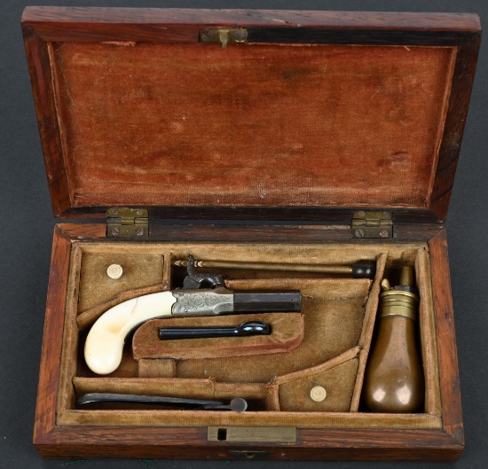 DIMINUTIVE CASED ENGLISH "REILLY" CASE MUFF PISTOL