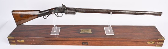RARE CASED ELISHA COLLIER REVOLVING RIFLE
