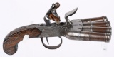 FOUR BARREL DUCKFOOT PISTOL BY JOSEPH BUNNEY