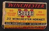 WINCHESTER .22 HORNET HOLLOW POINT FULL AMMO BOX