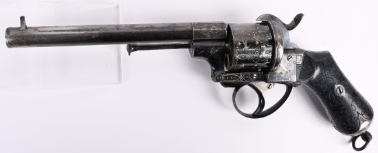 HIGH ART GOLD & SILVER INLAID PINFIRE REVOLVER
