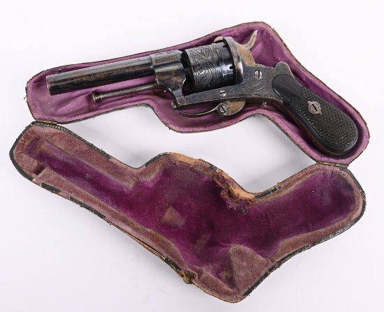 PIPE CASED SMALL FRAME ENGRAVED PINFIRE REVOLVER