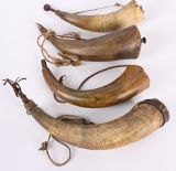 LOT OF (4) 19TH CENTURY POWDER HORNS