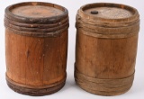 PAIR OF ANTIQUE 25LB WOODEN POWDER KEGS