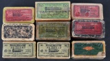 (9) VINTAGE FULL 2-PC BOXES .22 RIMFIRE