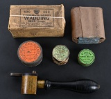 LOT PERCUSSION CAP TINS, LOADING TOOL