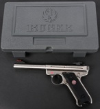 BOXED RUGER STAINLESS TARGET MARK III PISTOL