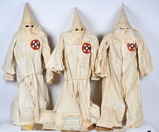 HUGE KKK 1920's ARCHIVE ROBES, PAPERWORK,HOODS,