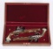 CASED PAIR GEORGE WASHINGTON FLINTLOCK PISTOLS