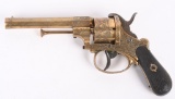 RARE ENGRAVED SOLID BRASS PINFIRE REVOLVER