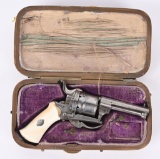 CASED 1860'S PERIOD FOLDING TRIGGER PINFIRE REVOLR