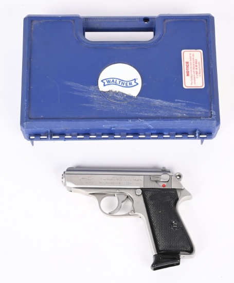 BOXED STAINLESS WALTHER PPK/S SEMI AUTO PISTOL