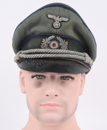 WWII NAZI GERMAN MEDICAL OFFICER CRUSHER VISOR HAT