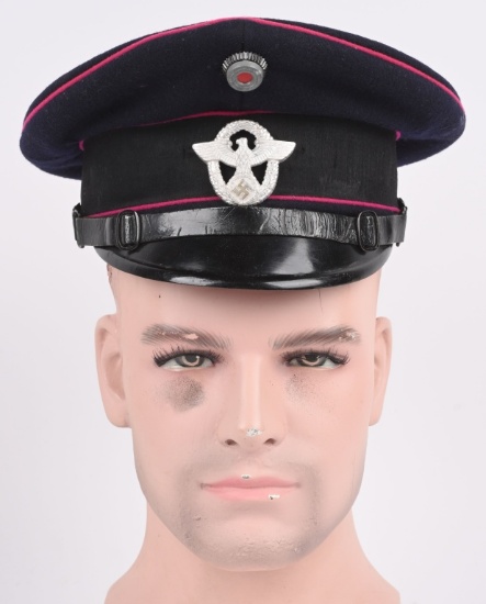 WWII NAZI GERMAN FEUERSCHUTZPOLIZEI NCO VISOR CAP