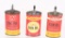 WINCHESTER O (3) RED OIL CANS, VARIOUS, CAT VIN
