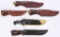 LOT OF 5 CASE, RIGID AND LINDER BOWIE KNIVES