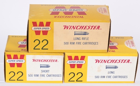 THREE BRICKS OF VINTAGE WINCHESTER .22 RF AMMO