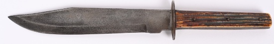 19th CENTURY STAG HANDLE CLIP POINT BELT KNIFE