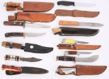 LOT OF 13 FIXED BLADE SPORTING & HUNTING KNIVES