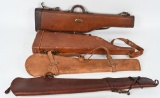 LOT FOUR VINTAGE LEATHER GUN CASES