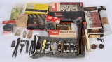 LOT ARROWHEADS, BULLET MOLDS, POCKET KNIVES, ETE
