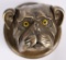 CLOCKWORK BRASS BULLDOG BELL w/ GLASS EYES