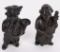 2- FIGURAL BRONZE MUSCIAN MATCH HOLDERS