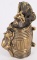 FIGURAL BRASS DOG IN BARREL w/ CAT MATCH HOLDER