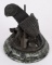 FIGUARL BRONZE ON MARBLE BASE MATCH HOLDER
