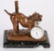 FIGURAL DOG ON MARBLE BASE POCKET WATCH HOLDER