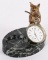 FIGURAL DOG ON MARBLE BASE POCKET WATCH HOLDER