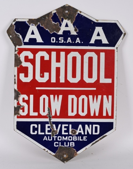 A.A.A. School Slow Down Cleveland Auto Club Sign